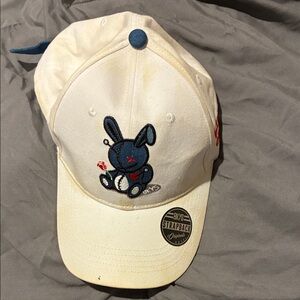 Kids White and Blue Cap with Bunny Design